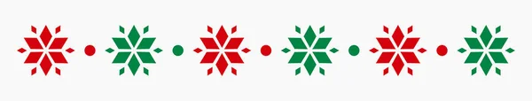 Kerst Rode Groene Sneeuwvlokken Pictogrammen Grens Vectorillustratie — Stockvector