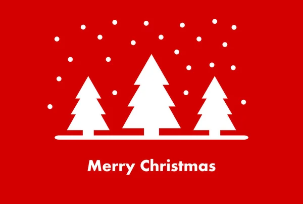 Arbres Noël Blancs Sur Fond Rouge Carte Voeux Hiver Noël — Image vectorielle