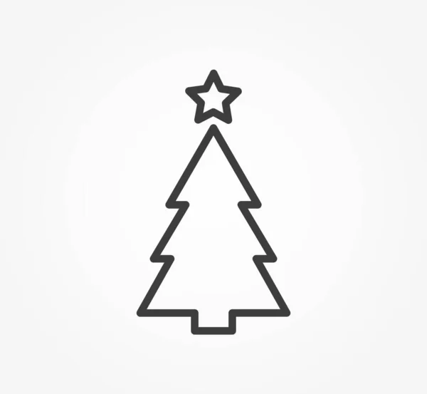 Weihnachtsbaum Linie Symbol Mit Stern Weihnachtsdesign Element Vektorillustration — Stockvektor