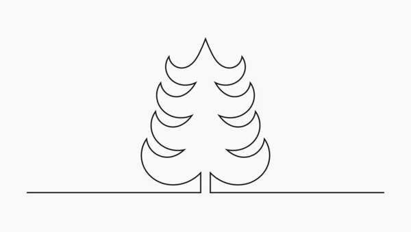 白い背景に隔離されたクリスマスツリーラインの形 クリスマスカードのデザイン要素 ベクターイラスト — ストックベクタ