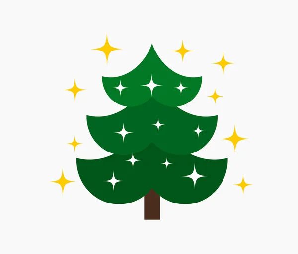 Weihnachtsbaum Mit Sterne Deko Symbol Vektorillustration — Stockvektor
