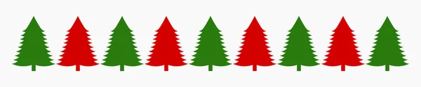Árvores Natal Fronteira Vermelha Verde Ilustração Vetorial — Vetor de Stock