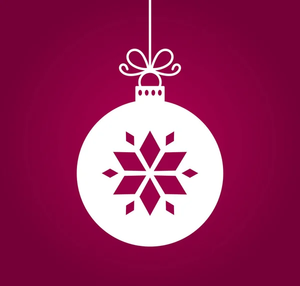 Kerstbal Ornament Met Sneeuwvlok Paarse Achtergrond Kerstkaart Vectorillustratie — Stockvector