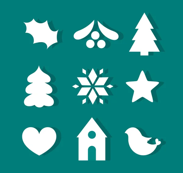 Julsymboler Ikoner Som Blå Bakgrund Vektorillustration — Stock vektor
