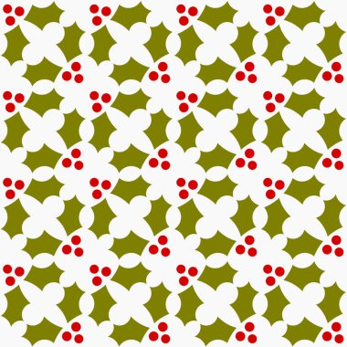 Holly böğürtlenleri Noel 'i pürüzsüz bırakır. Vektör illüstrasyonu.