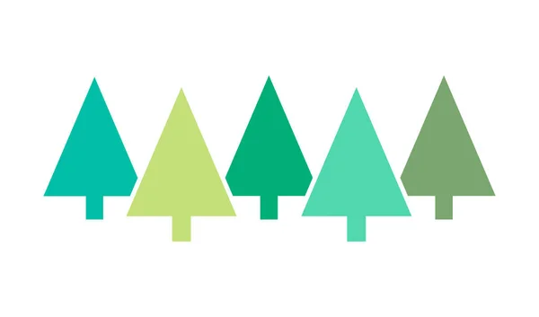 Χριστουγεννιάτικα Δέντρα Επίπεδα Στοιχεία Σχεδιασμού Εικονογράφηση Διανύσματος — Διανυσματικό Αρχείο