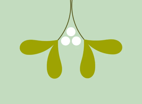 Mistletoe Leaves Christmas Symbol Hanging Christmas Card Background Vector Illustration — Stock Vector