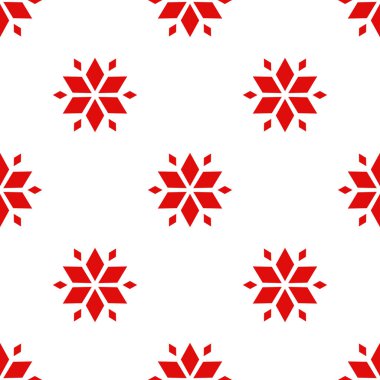 Christmas snowflakes stars red seamless pattern. Vector illustration.