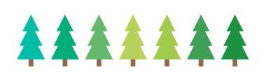 Christmas trees green colors icons collection. Vector illustration.