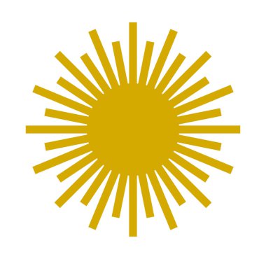 Gold sun icon symbol. Design element. Vector illustration.
