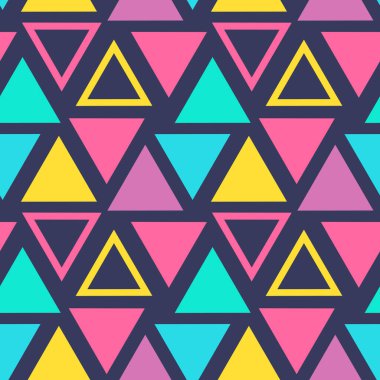 Renkli üçgenler geometrik dikişsiz desen. Vektör illüstrasyonu.