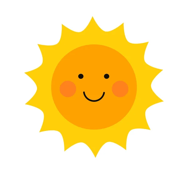 Cute Smiling Sun Icon Flat Design Sun Element Vector Illustration — Stock Vector
