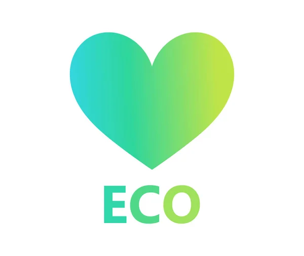 Icono Corazón Ecológico Colores Azul Verde Proteger Los Océanos Medio — Archivo Imágenes Vectoriales