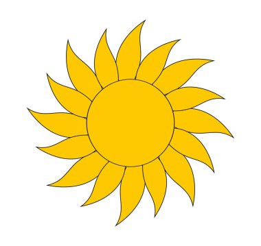 Güneş sembolü simgesi. Vektör illüstrasyonu.