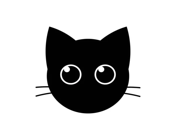 Lindo Gato Con Grandes Ojos Icono Cara Gatito Ilustración Vectorial — Vector de stock