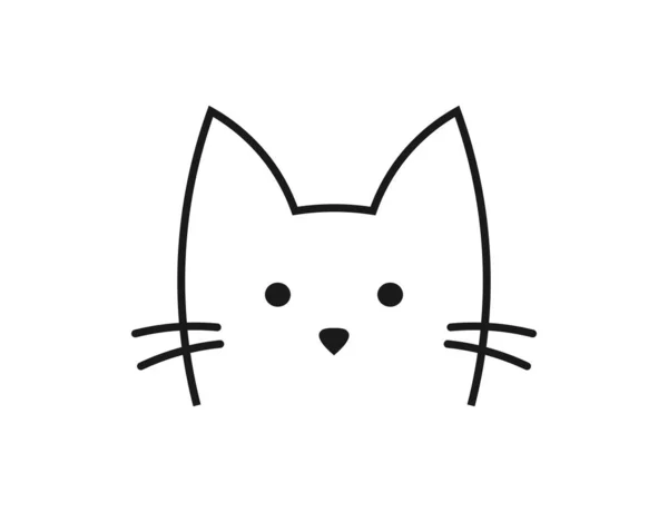 Lindo Gato Cara Línea Icono Ilustración Vectorial — Vector de stock