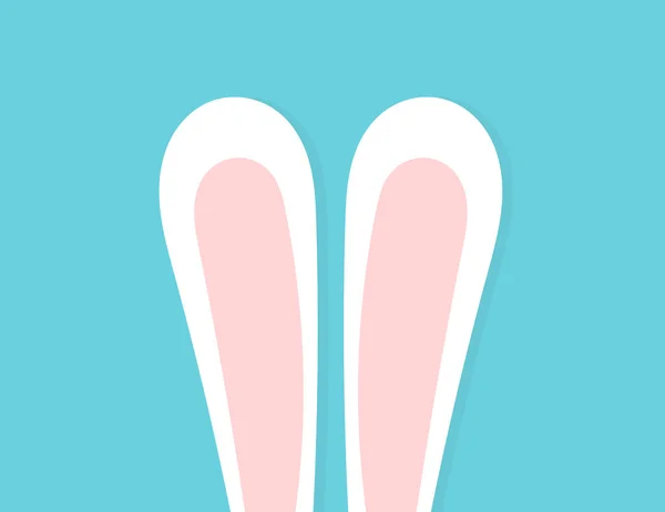 Mignon Drôle Oreilles Lapin Pâques Sur Fond Bleu Bonne Carte — Image vectorielle