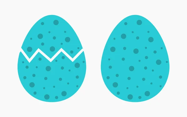 蓝色复活节彩蛋图标 裂开的蛋矢量说明 — 图库矢量图片