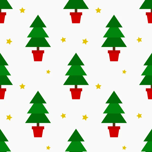 Julgranar Sömlösa Mönster Jul Tecknad Bakgrund Vektor Illustratör — Stock vektor