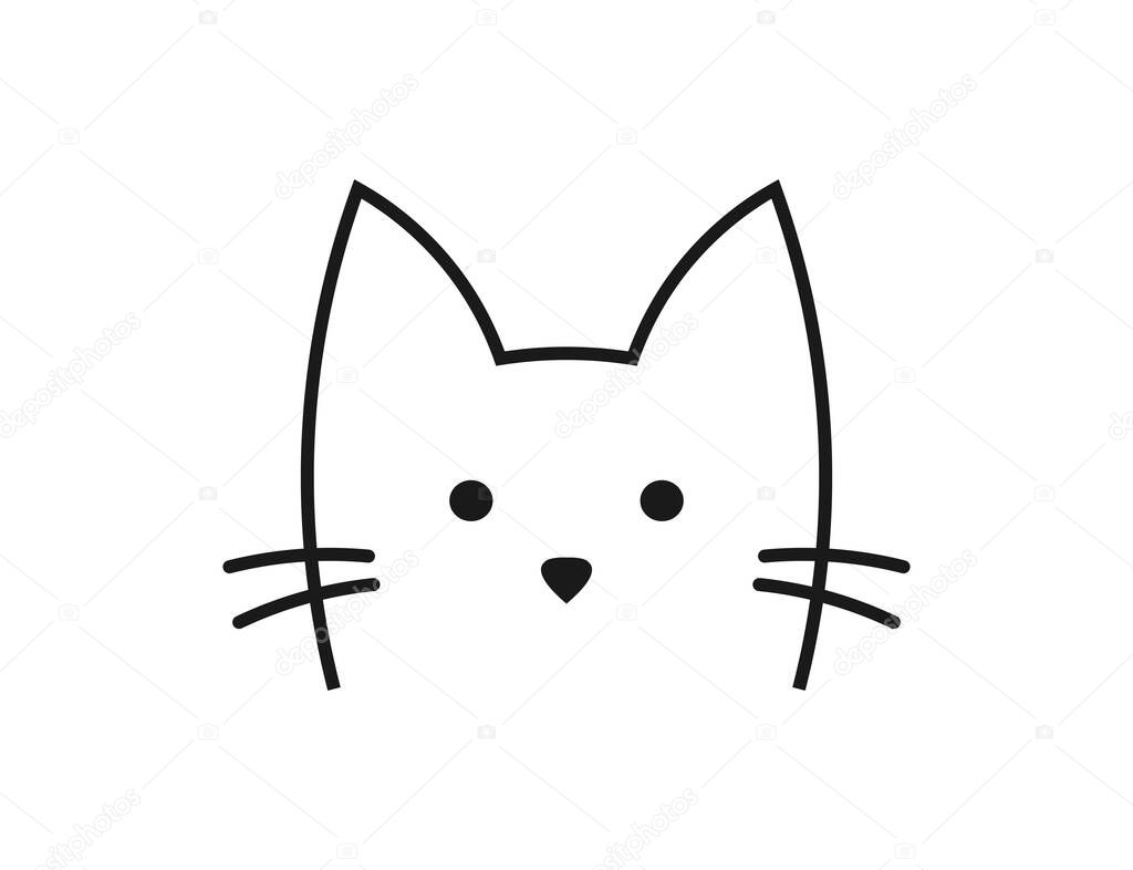 Cute cat face line icon. Vector illustration.