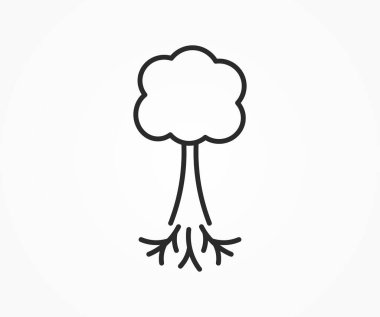 Kök çizgisi simgesi olan ağaç. Vektör illüstrasyonu.