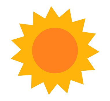 Sevimli güneş sembolü. Vektör illüstrasyonu.