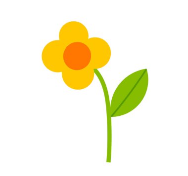 Cute yellow flower icon. Vector illustration. clipart