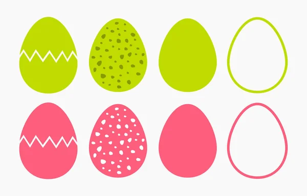 Raccolta Uova Pasqua Cracked Maculato Uova Linea Icone Illustrazione Vettoriale — Vettoriale Stock