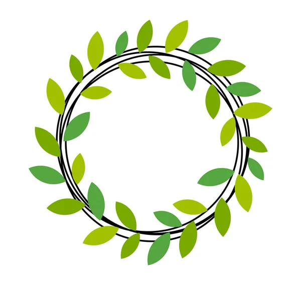 Spring Circle Green Leaf Wreath Plant Design Element Vector Illustration — Stock Vector