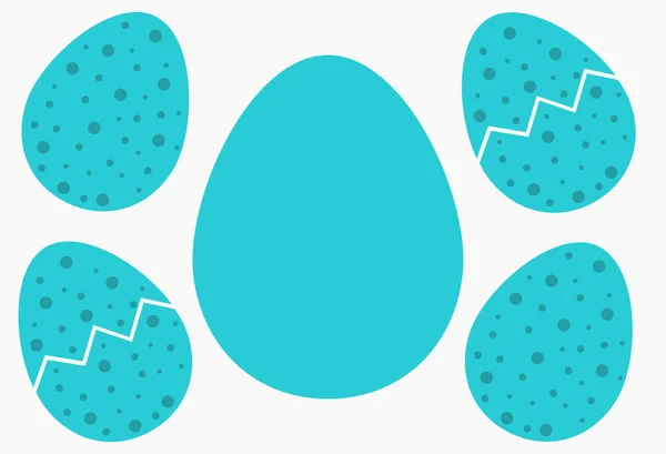 蓝色孵化鸟蛋收集 复活节彩蛋矢量说明 — 图库矢量图片