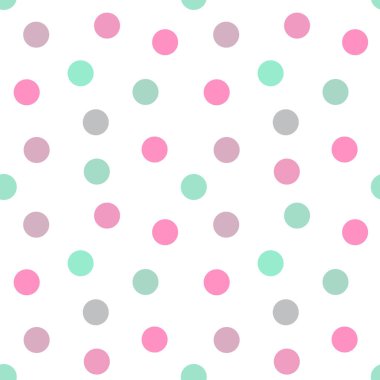 Tatlı pastel renkler, noktasız desen. Puantiyeli. Vektör illüstrasyonu.