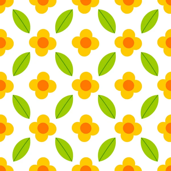 Cute Yellow Flower Pattern Vector Illustration — Stock Vector