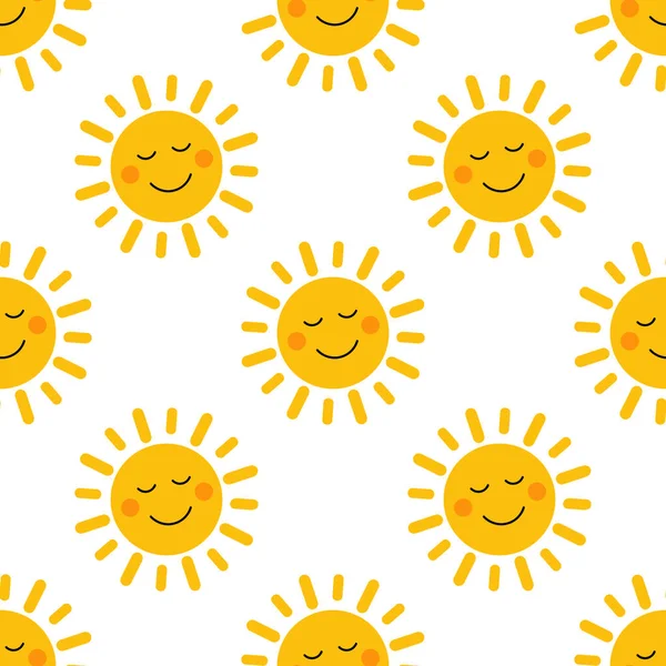 Slunce Usmívá Bezešvé Vzor Tapety Pozadí Vektorová Ilustrace — Stockový vektor