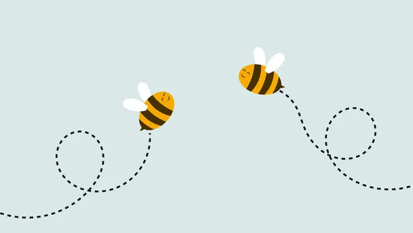 Tatlı Arılar Arka Planda Uçuyor Vektör Illüstrasyonu — Stok Vektör