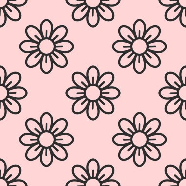 Çiçekler pürüzsüz pembe desenli. Vektör illüstrasyon duvar kağıdı tasarımı.