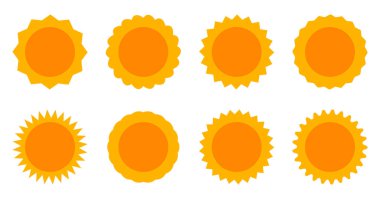 Güneş ikonları yaz seti. Vektör illüstrasyonu