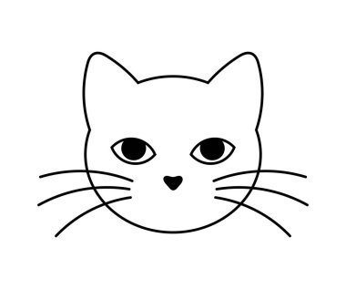 Şirin kedi surat çizgisi ikonu. Vektör illüstrasyonu