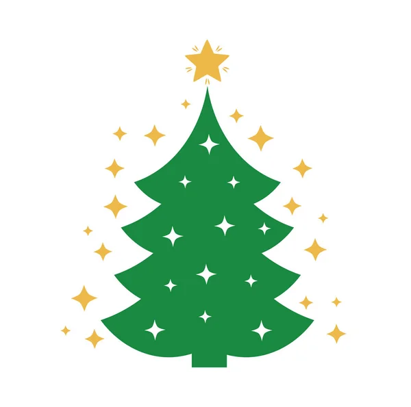 Beyaz Arka Planda Şirin Bir Noel Ağacı Vektör Illüstrasyonu — Stok Vektör