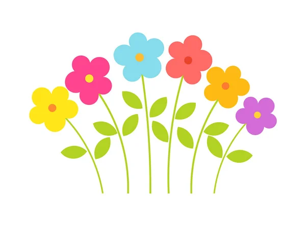 Πολύχρωμα Λουλούδια Φυτά Λευκό Φόντο Εικονογράφηση Διανύσματος — Διανυσματικό Αρχείο