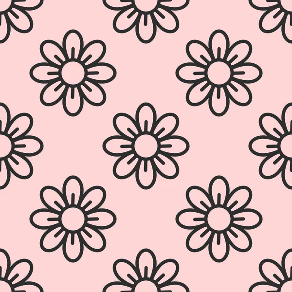 Flores Floral Padrão Rosa Sem Costura Design Papel Parede Ilustração — Vetor de Stock