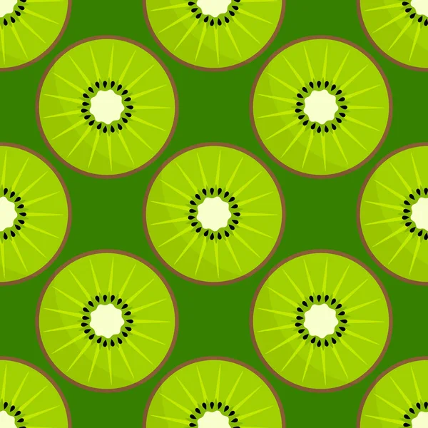 Kiwi Fruit Slices Seamless Green Pattern Vector Illustration — Stock Vector