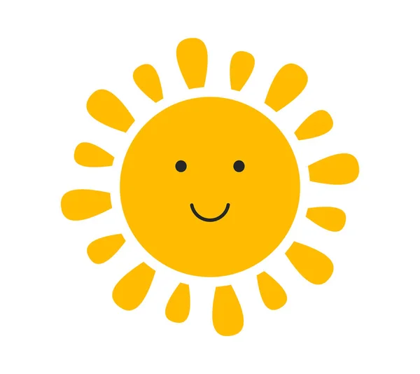 白い背景に独立したかわいい笑顔の太陽のアイコン ベクターイラスト — ストックベクタ