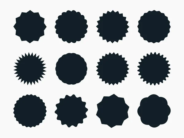 Set Van Ronde Badges Platte Design Iconen Vectorillustratie — Stockvector