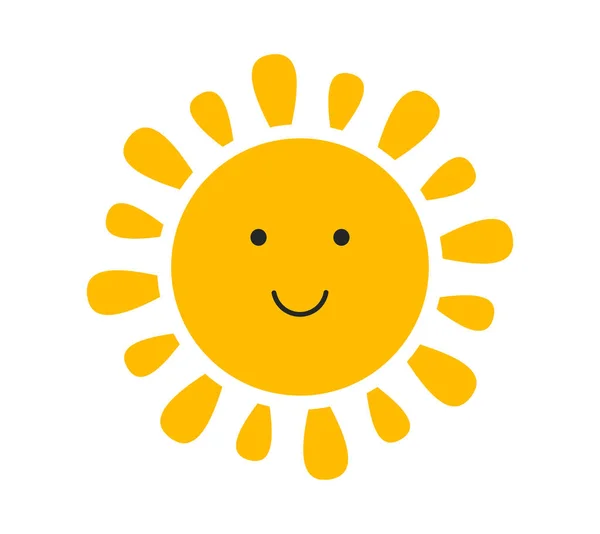 Мила Усміхнена Ікона Сонця Ізольована Білому Тлі Векторні Ілюстрації — стоковий вектор