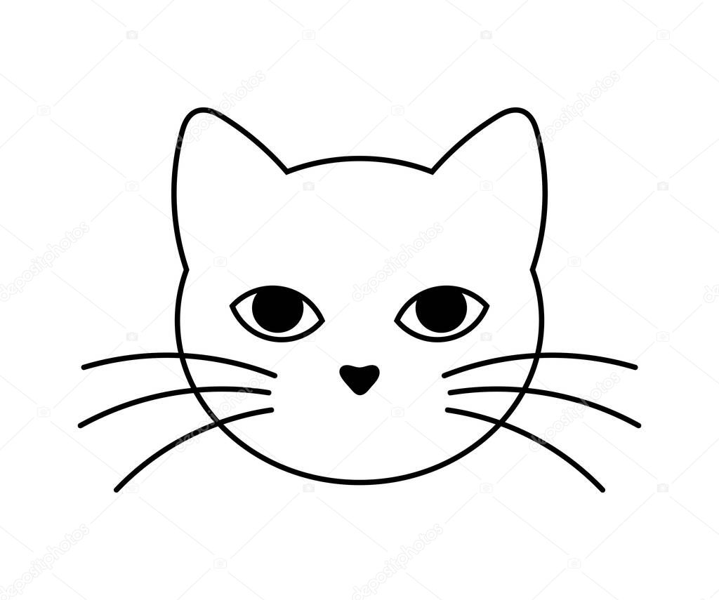 Cute cat face line icon. Vector illustration