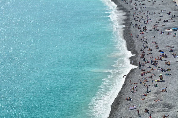 Вид Море Пляж Ницце Франция Европа — стоковое фото
