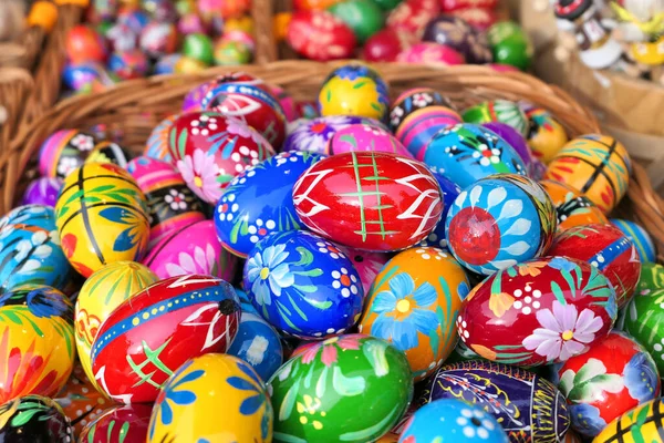 Coloridos Ovos Páscoa Decorados Mercado Páscoa Cracóvia Polônia — Fotografia de Stock