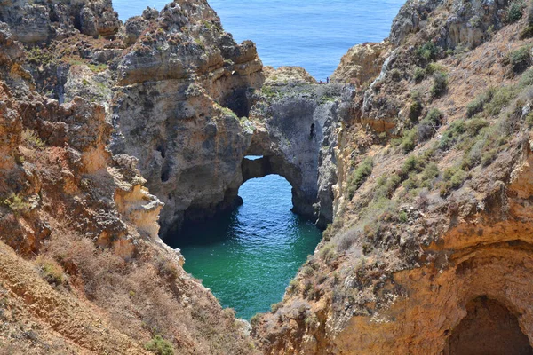 Algarve Portugal Arco Rochoso Água Formações Rochosas Ponta Piedade Destino — Fotografia de Stock