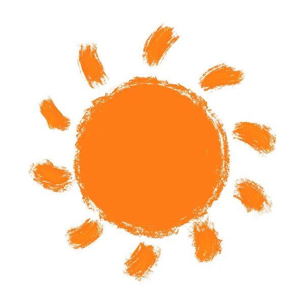 白い背景に孤立した落書き太陽の絵 — ストック写真