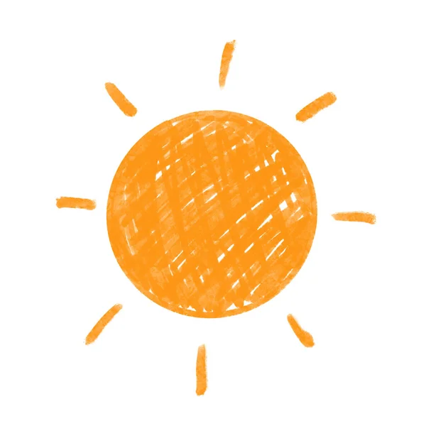 Doodle Słońce Rysunek Odizolowany Białym Tle Styl Dziecka Element Projektu — Zdjęcie stockowe